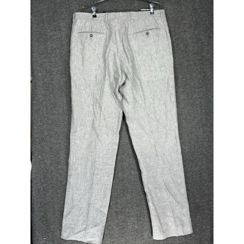 Joseph Abboud 100% Linen Dress Pants Slacks Men 36x34 Gray Beach Wedding Preppy - Picture 7 of 10